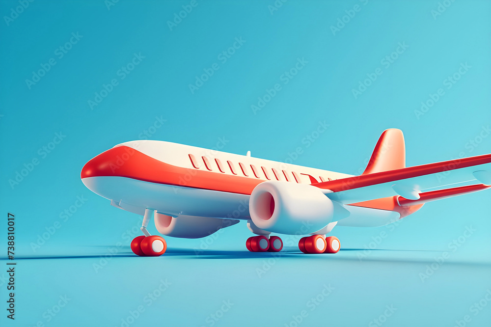 Naklejka premium Minimal Aeroplan with clouds - Ai Generated