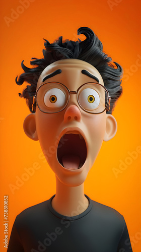 Cartoon male character open mouth against soft background - Ai Generated photo