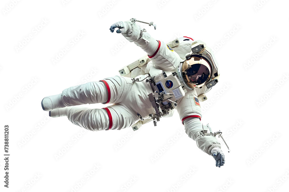 Flying Astronaut floating against white background - Ai Generated Flying Astronaut floating against white background - Ai Generated
