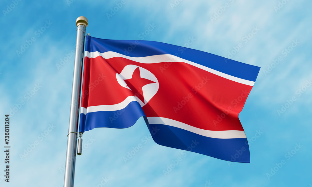 북한 인공기 국기 North Korea Flag Pole