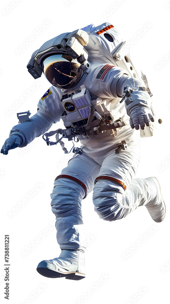 Flying Astronaut floating against white background - Ai Generated