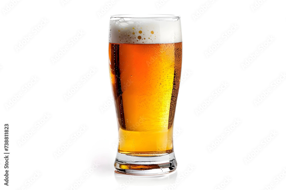 Beer glass over white background - Ai Generated Beer glass over white background - Ai Generated