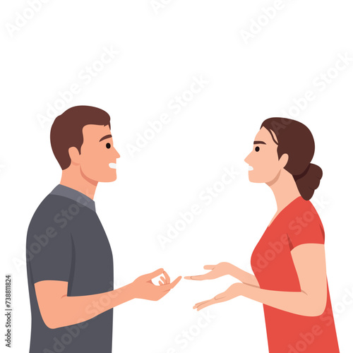 Husband and Wife Arguing. Couple argue. Flat vector illustration isolated on white background