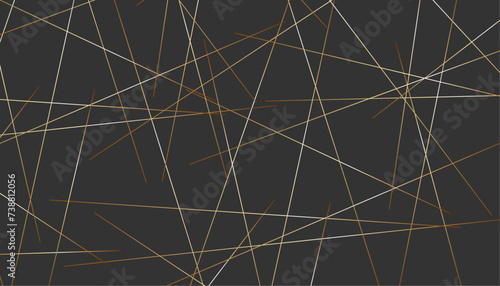 Golden Chaotic Lines, Random Chaotic Lines, Scattered Lines, Gold Luxury Lines Asymmetrical Texture Vector Abstract Template Art simple striped element Illustration on black background