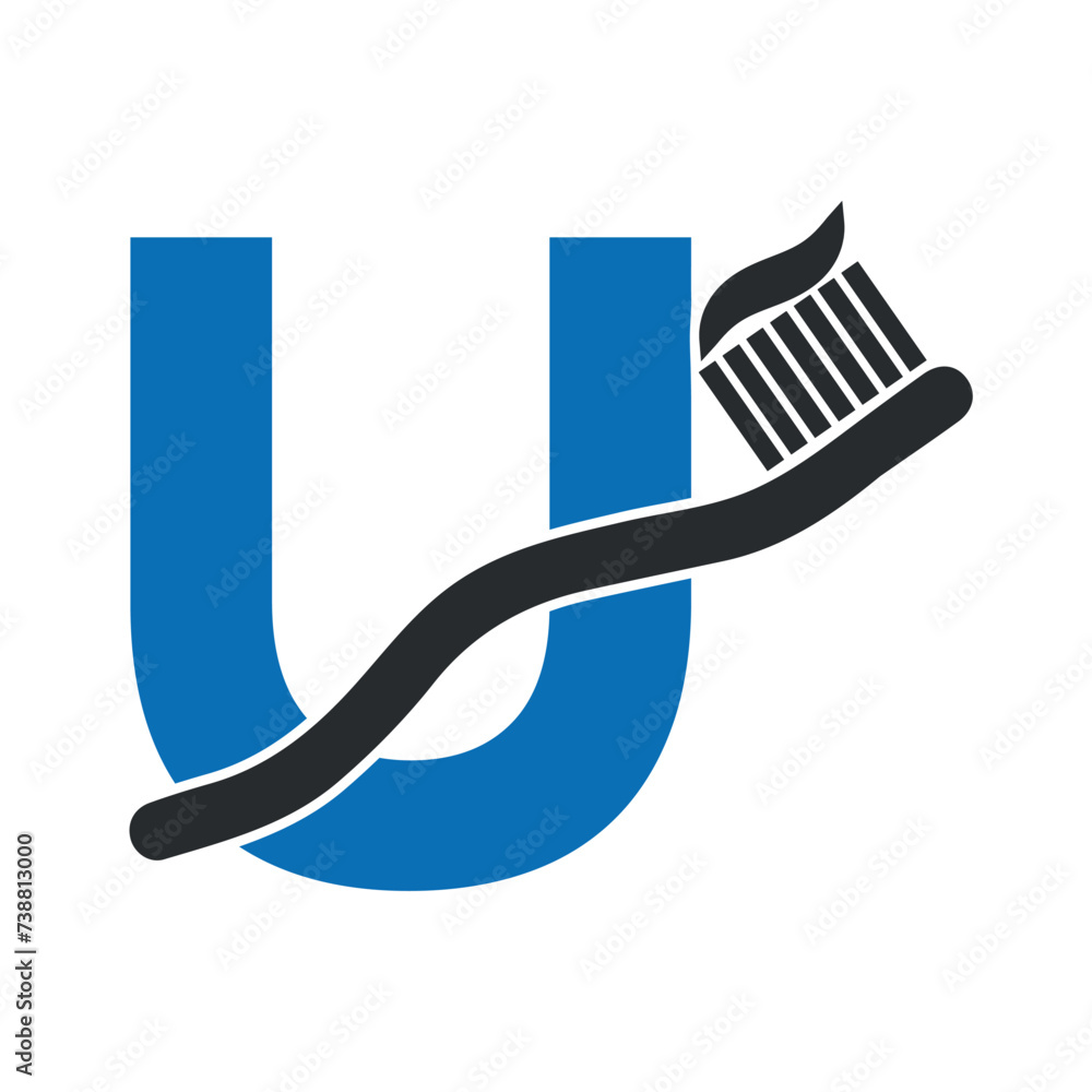 Initial Toothbrush Logo combine with letter U vector template Initial Toothbrush Logo combine with letter U vector template