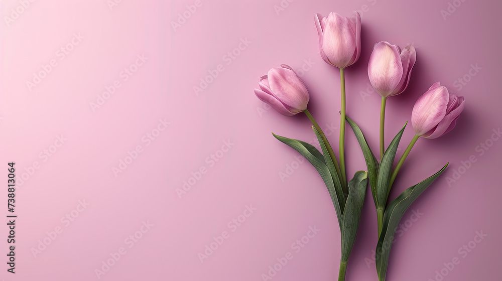 Happy international women day background. Pink tulips flower background for women day