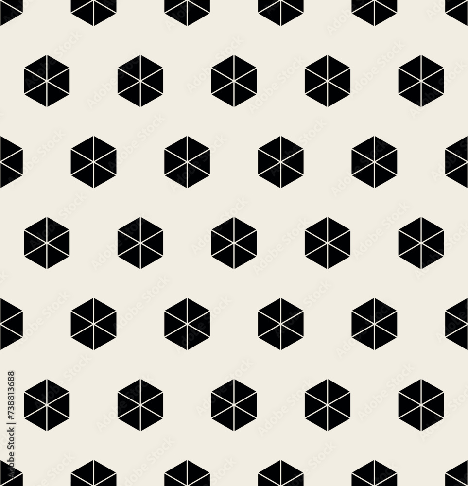 Vector seamless pattern. Modern stylish texture. Repeating linear geometric tiles. Bold monochrome hexagons Trendy graphic design. Can be used as swatch for illustrator. Vector seamless pattern. Modern stylish texture. Repeating linear geometric tiles. Bold monochrome hexagons Trendy graphic design. Can be used as swatch for illustrator.
