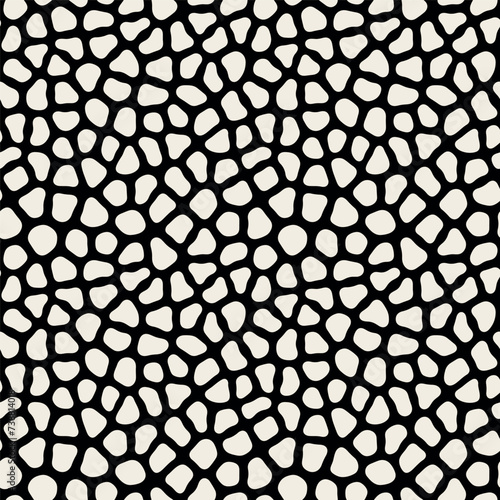 Vector seamless pattern. Monochrome organic shapes. Stylish structure of natural spots. Hand-drawn abstract background. Can be used as a swatch. Spotty monochrome print.