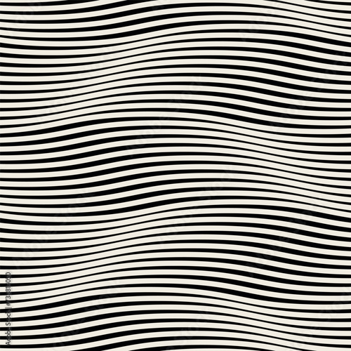 Vector seamless pattern. Wavy graphic design. Striped dynamic flow. Contemporary monochrome pattern. Versatile and visually captivating swatch.