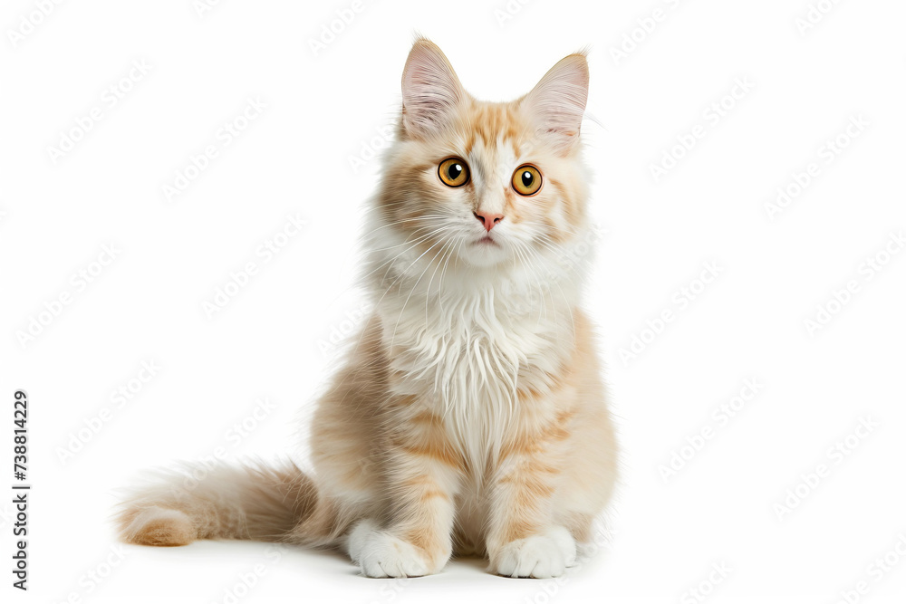 Cute cat on white studio background