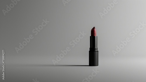 Minimalist Slate Grey Background with Vertical Lipstick Tube