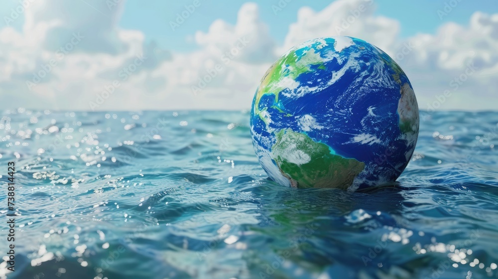 Fototapeta premium Earth Sphere and Blue Water: Emphasizing the Significance of Conservation Efforts