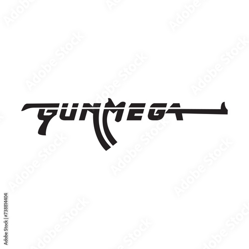 Gun mega logo design. Vector image