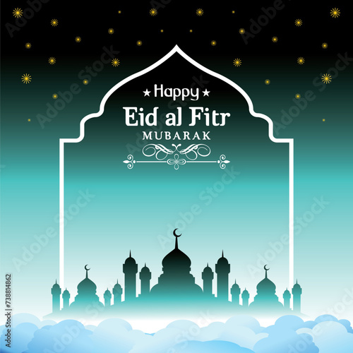 Islamic happy eid al fitr poster greeting card
