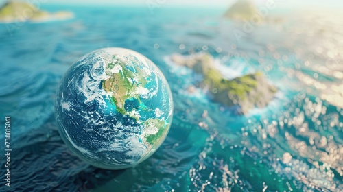 Ball-shaped Earth and Blue Water: Promoting Earth Day and Environmental Responsibility
