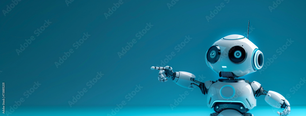 Futuristic Robot with Humanoid Hand Pointing Futuristic Robot with Humanoid Hand Pointing