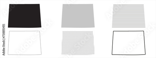 Wyoming State Map Black. Wyoming map silhouette isolated on transparent background. Vector Illustration. Variants.