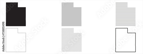 Utah State Map Black. Utah map silhouette isolated on transparent background. Vector Illustration. Variants.