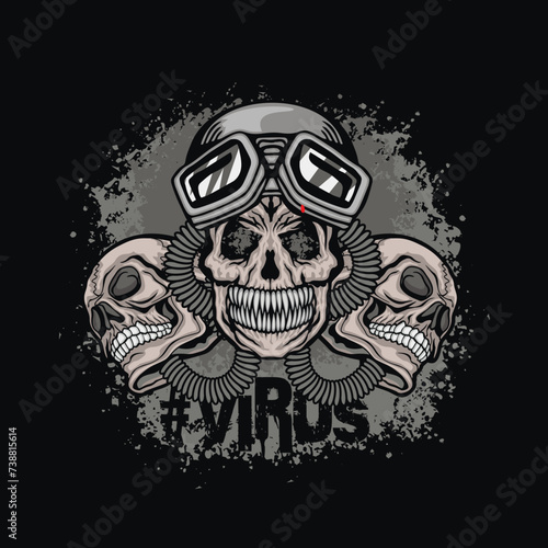 post-apocalypse sign with skull and gas mask, grunge vintage design t shirts

