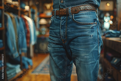 close-up of man jeans