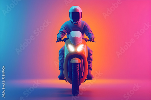 Front side of biker against soft background - Ai Generated