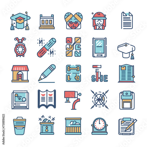 School Education Icon vector set