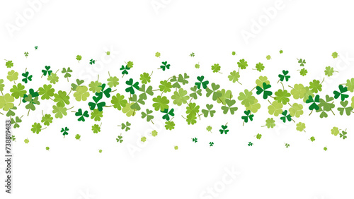 Lucky green clover leaves vector illustration. Spring decoration for Saint Patrick s day border or frame design