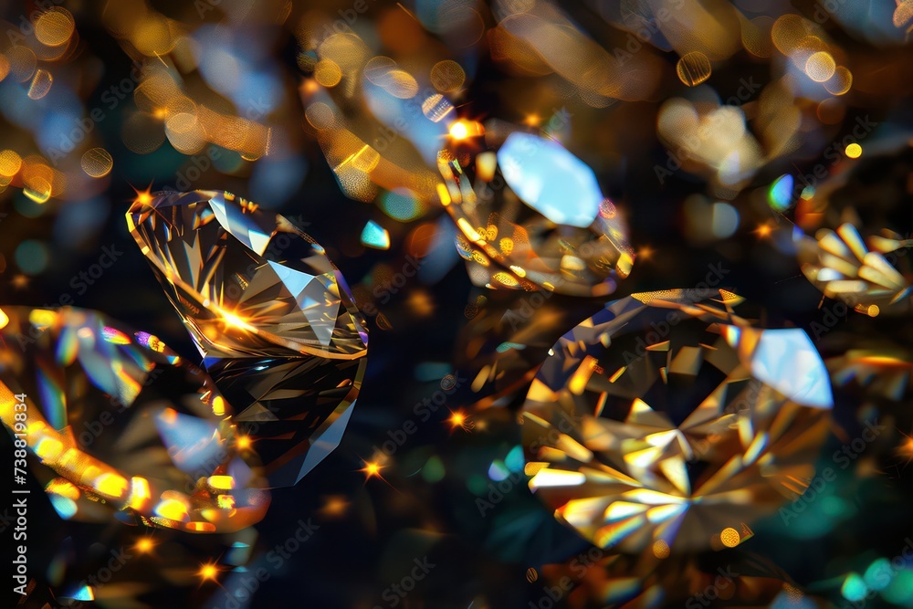 gold diamonds in a pool on a black background gold diamonds in a pool on a black background
