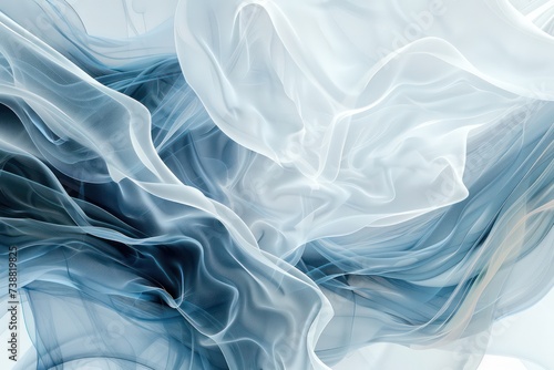modern abstract abstract white background with swirling white flow of white and blue liquid, in the style of dark gray and light gray