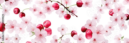 abstract colorful pattern of cherries and flowers