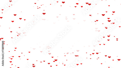 Romantic concept frame material (transparent background) with red hearts spread around. PNG with alpha channel. Valentine's Day greeting card concept. mother's day commemorative design