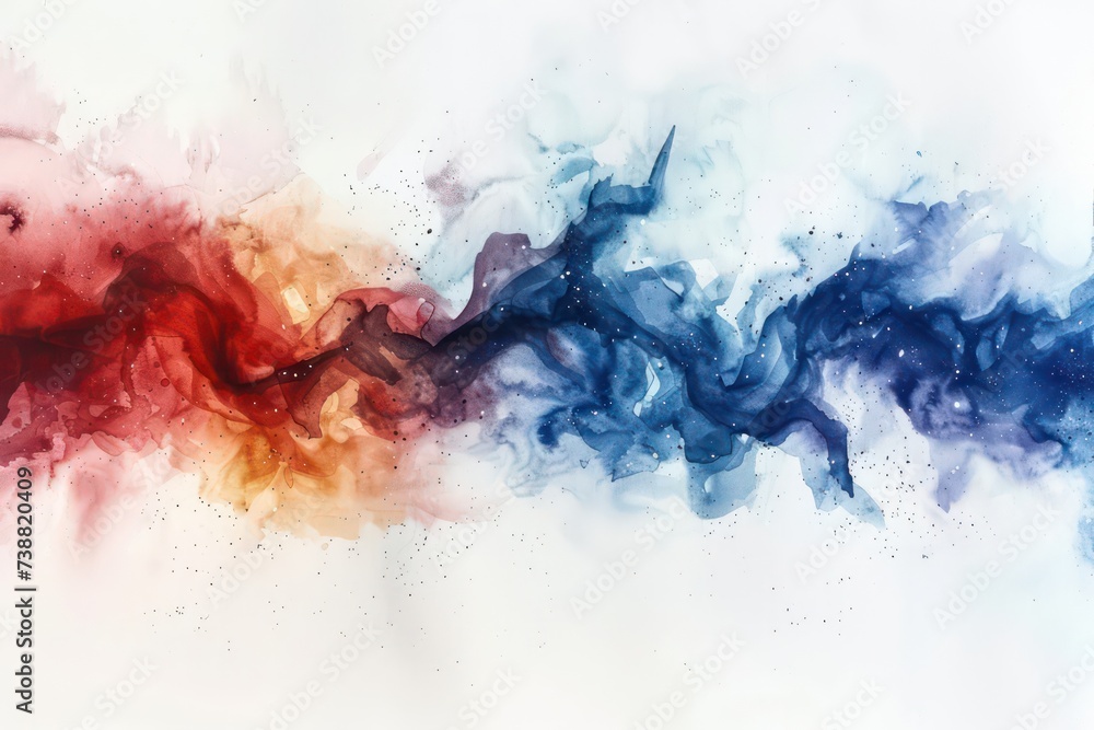watercolor painting of the universe, in the style of gradient color blends, white background, light sky-blue and dark red watercolor painting of the universe, in the style of gradient color blends, white background, light sky-blue and dark red