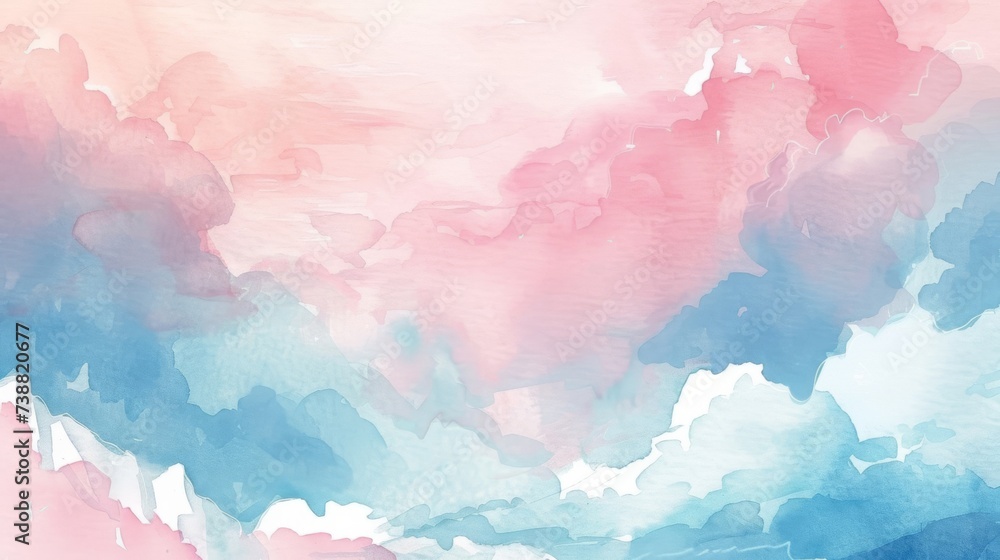 Dreamy cloudscape with fluffy clouds reflecting pastel pink and blue hues, suitable for backgrounds, inspiration, or fantasy themes.