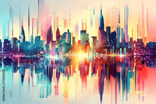 abstract modern colorful city skyline abstract background