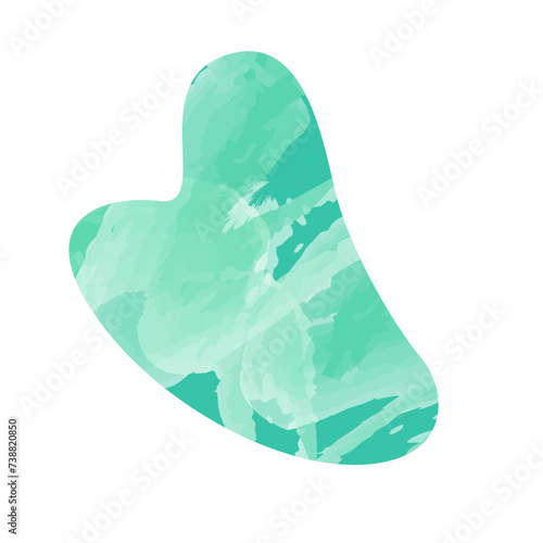 Guasha icon, Gua sha quartz stone for self-massage and skin care, flat vector illustration isolated on a white background. Guasha scraper for spa and alternative medicine