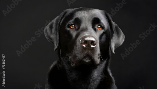 Black Labrador Portrait on black background