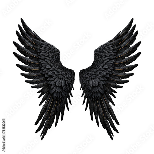 Black angle wings isolated on white or transparent background © Luckygraphics