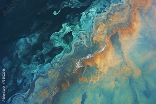 Close-up view of oil iridescent patterns.