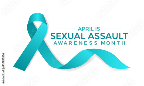 Sexual assault awareness month concept. Banner with teal ribbon Vector illustration . Poster, flyer and Banner, background design.