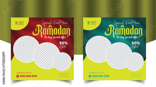 Super delicious Ramadan special food social media banner promotional post or discount offer post design template instragram & facebook post template photo