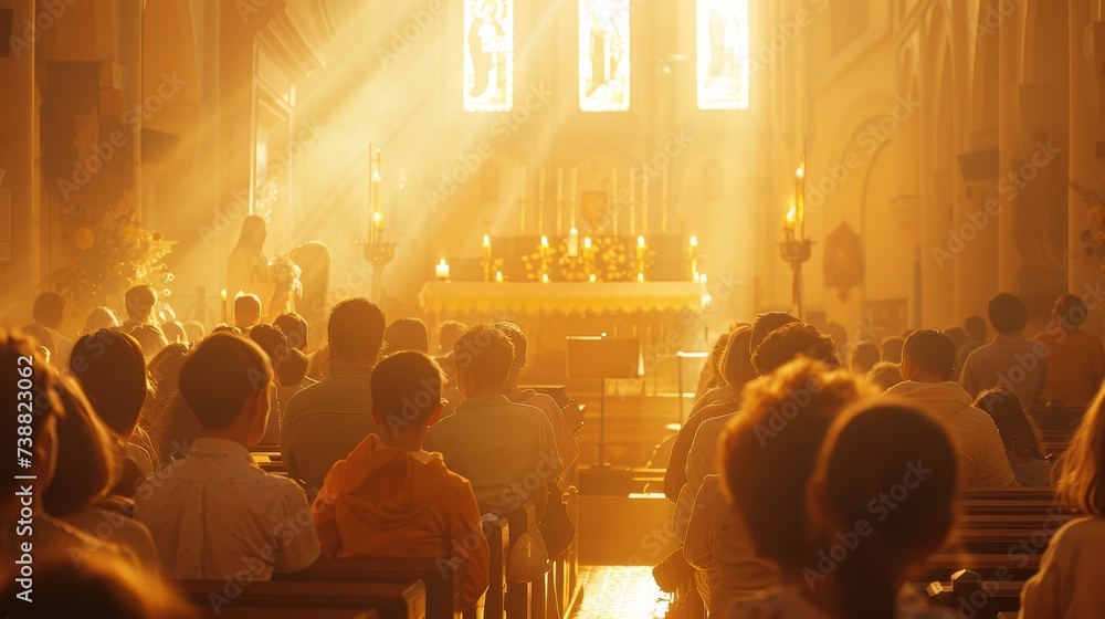 Easter Church Glow - Soft Morning Illumination, Candles, Spring Outfits