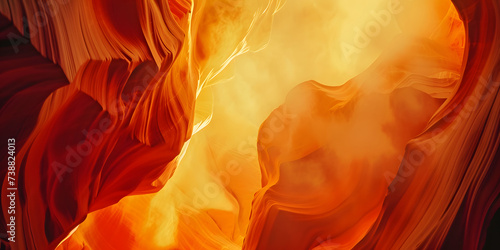 A vibrant abstract background featuring dynamic waves of orange and red hues, resembling flames