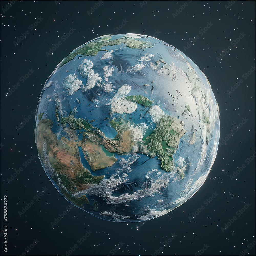 Obraz premium earth is shown in space, with stars, in the style of realism with fantasy elements