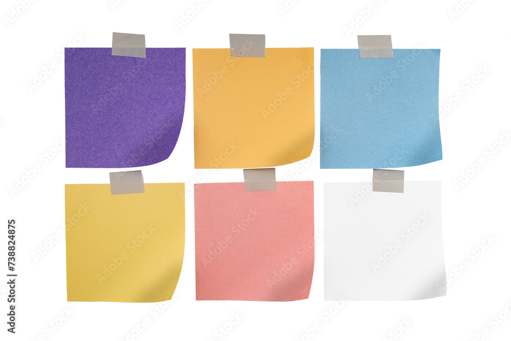 Set of colored notepaper sheets