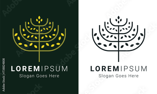 Geometric Tree Logo Design Garden Harvest Tree Logotype