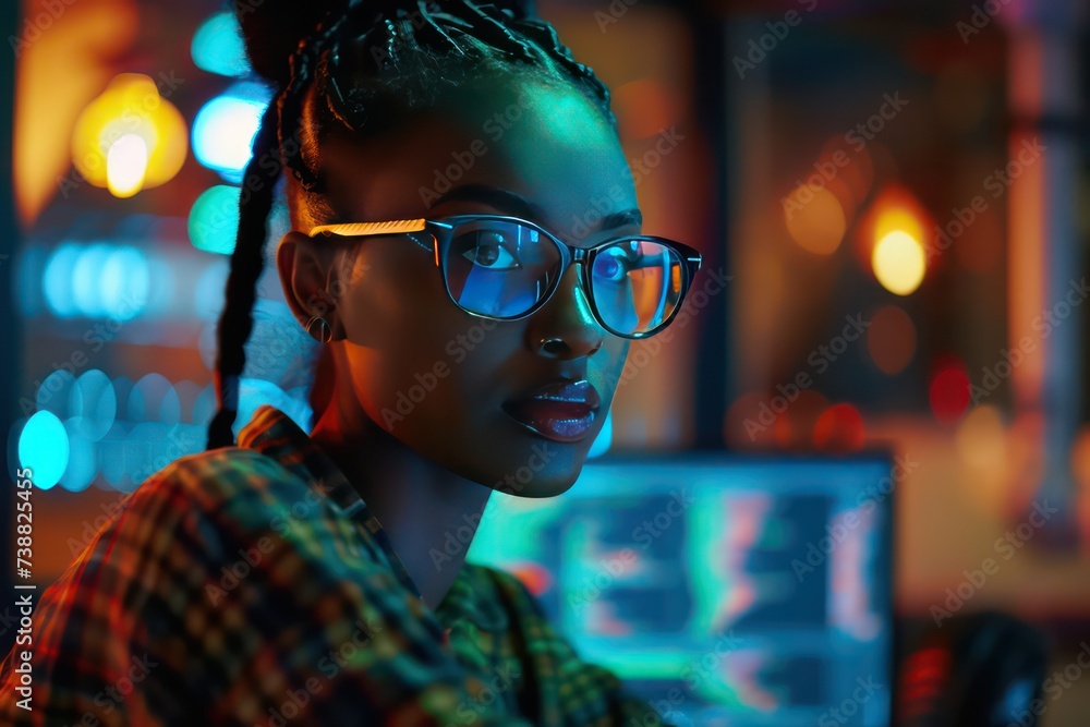 professional women in business meeting digital coding, in the style of futuristic imagery professional women in business meeting digital coding, in the style of futuristic imagery