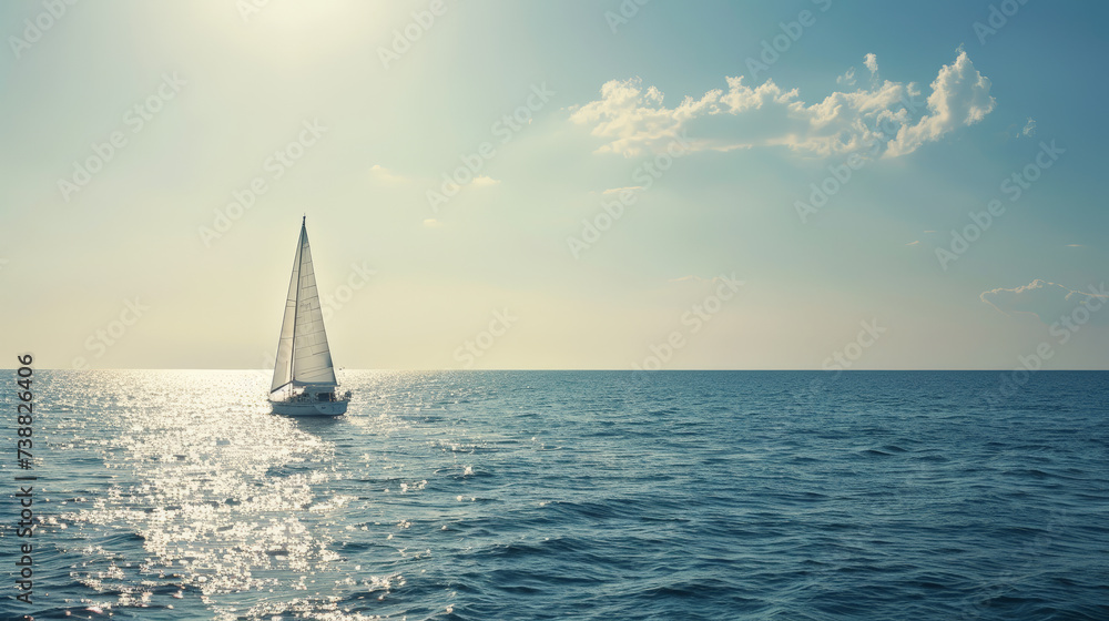 Sailing Serenity: Yachting Adventure Under Sunny Skies. Generative AI