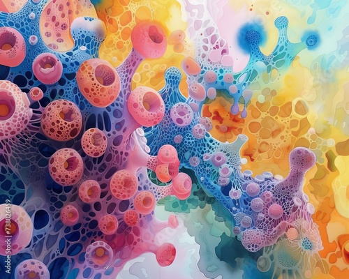 Cellular beauty in watercolor lifes microscopic marvels © chayantorn