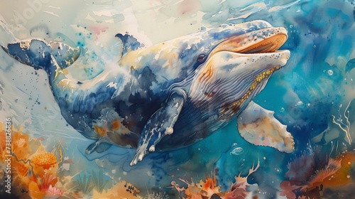 Ocean predators in watercolor the deep seas fierce beauty