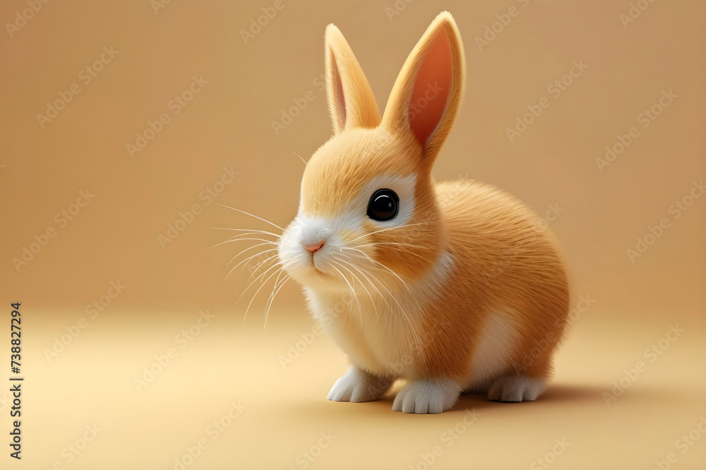 Rabbit isolated against soft background - Ai Generated